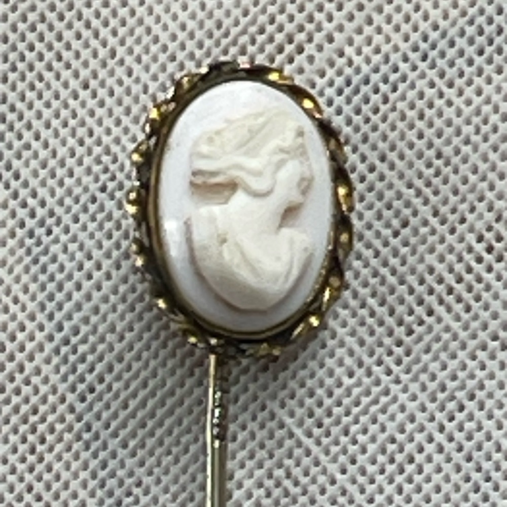 Vintage cameo & 925 sand dollar stick pins boho Victorian - Picture 2 of 11